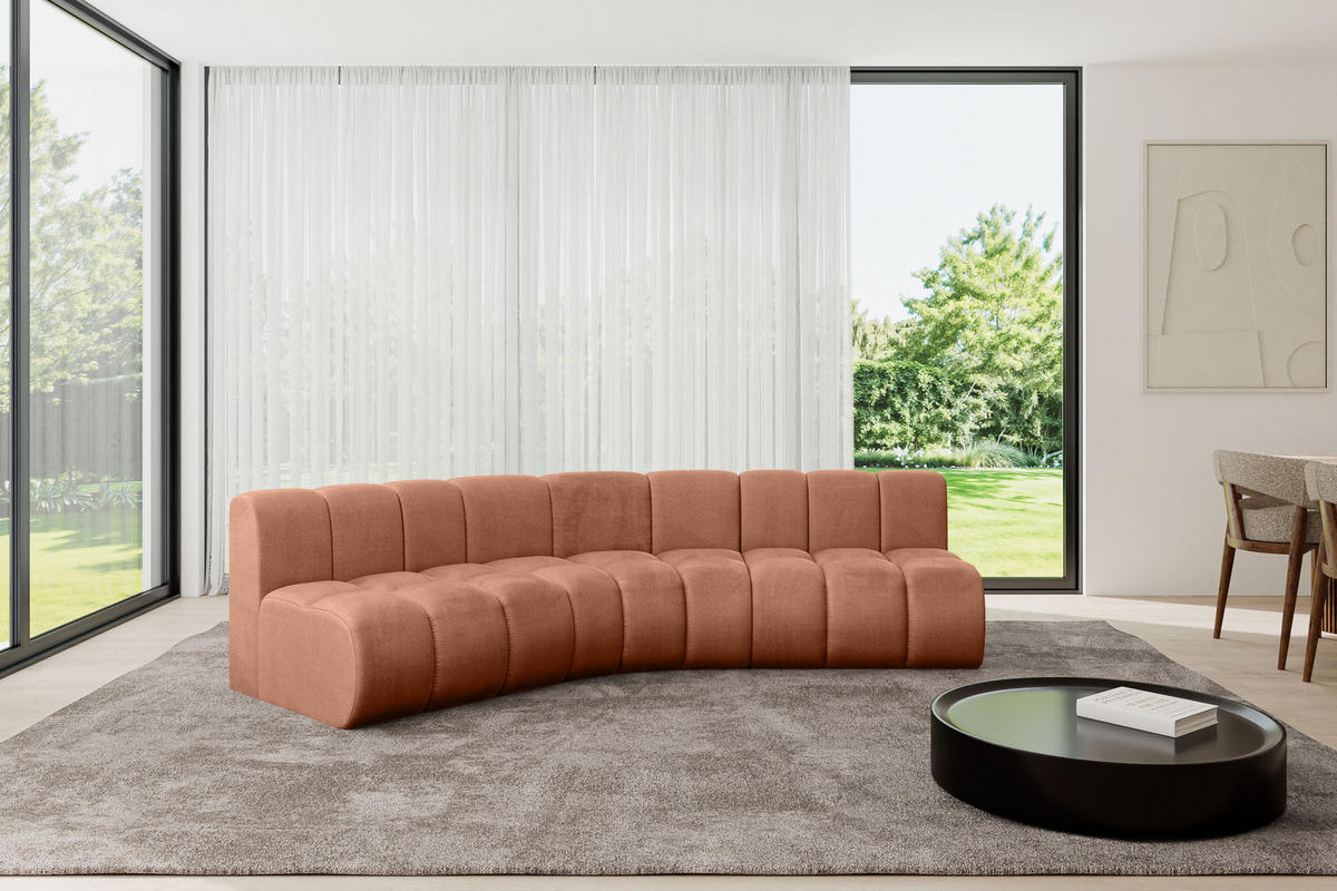 ECKSOFA modulares Sofa Montra-L1 - 290x174x70 cm Apricot - Koralle, Holzwerkstoff/Textil (290/174cm) - ALTDECOR