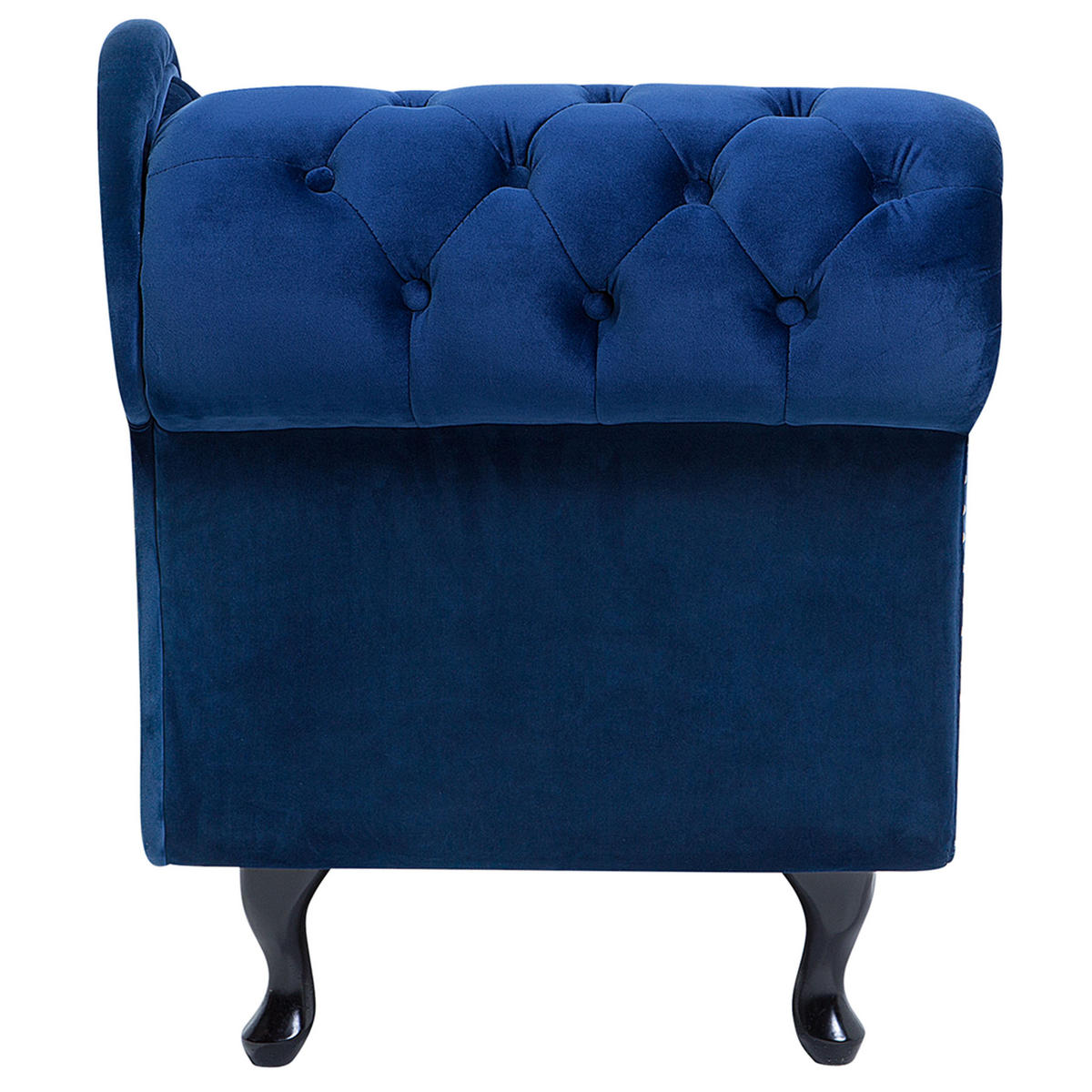 ČALOUNĚNÉ LEHÁTKO CHAISE LONGUE Sametová látka modré levostranné Nimes - modrá/černá, textil (169/79/61cm) - Beliani