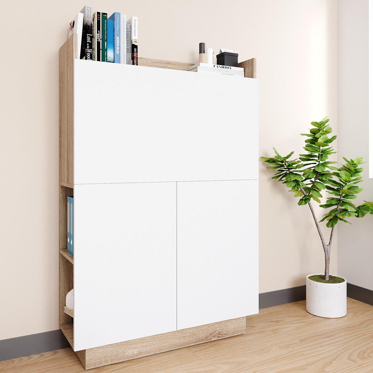SEKRETÄR SCHREIBTISCH Alena Sonoma 85 x 27 cm - Weiß/Sonoma Eiche, Holzwerkstoff (27/85/118.9cm) - Vicco