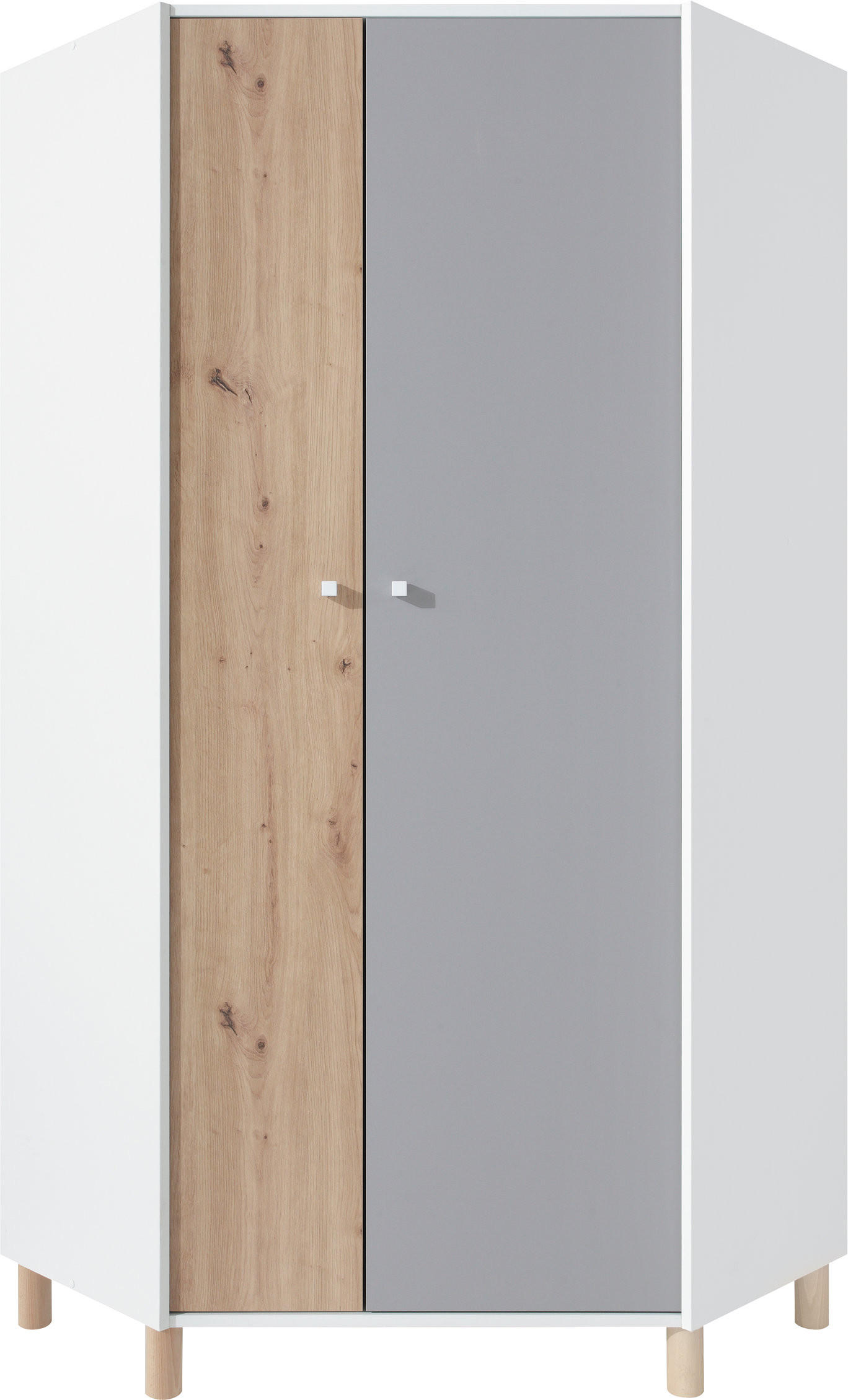 DREHTÜRENSCHRANK SANNIO 90/190/90cm 2-türig Weiß - Weiß/Grau, Holzwerkstoff (90/190/90cm) - MASSENO