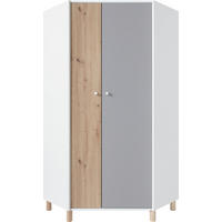 DREHTÜRENSCHRANK SANNIO 90/190/90cm 2-türig Weiß - Weiß/Grau, Holzwerkstoff (90/190/90cm) - MASSENO