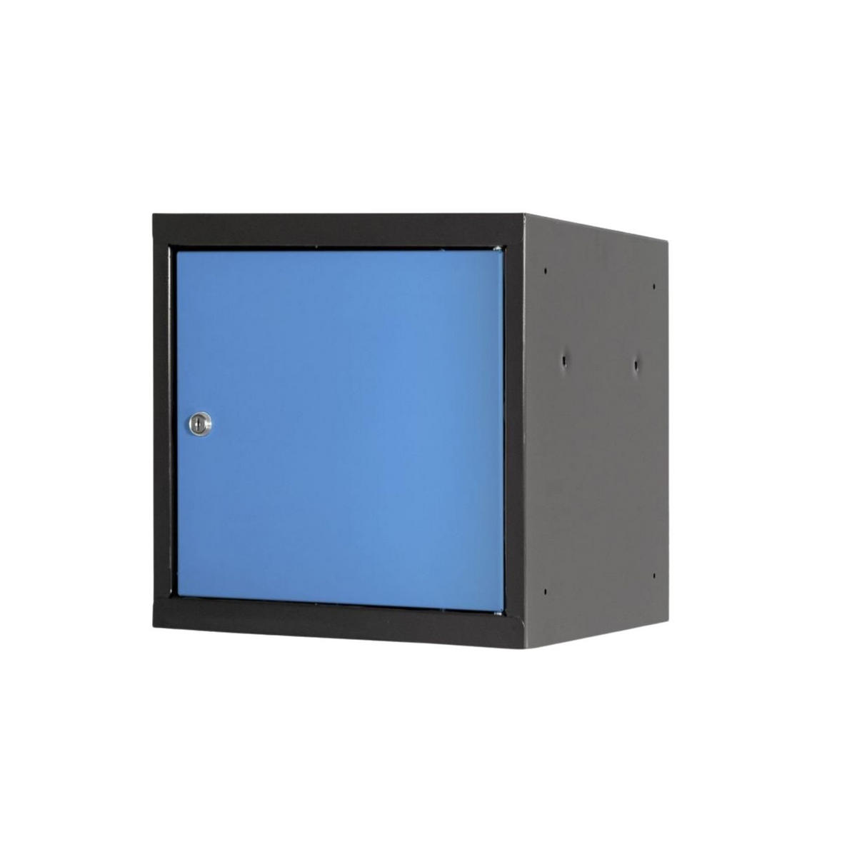 SCHLIESSFACHWÜRFEL Blocky mit Zylinderschloss + 2 Schlüssel 40x40x40cm Anthrazit/Lichtblau - Blau/Anthrazit, Metall (40/40/40cm) - PROREGAL