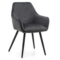 STUHL VASTO gepolstert mit Steppung - grau - Samt Velours - Schwarz/Grau, Textil/Metall (58/87/60cm) - NEW HOME