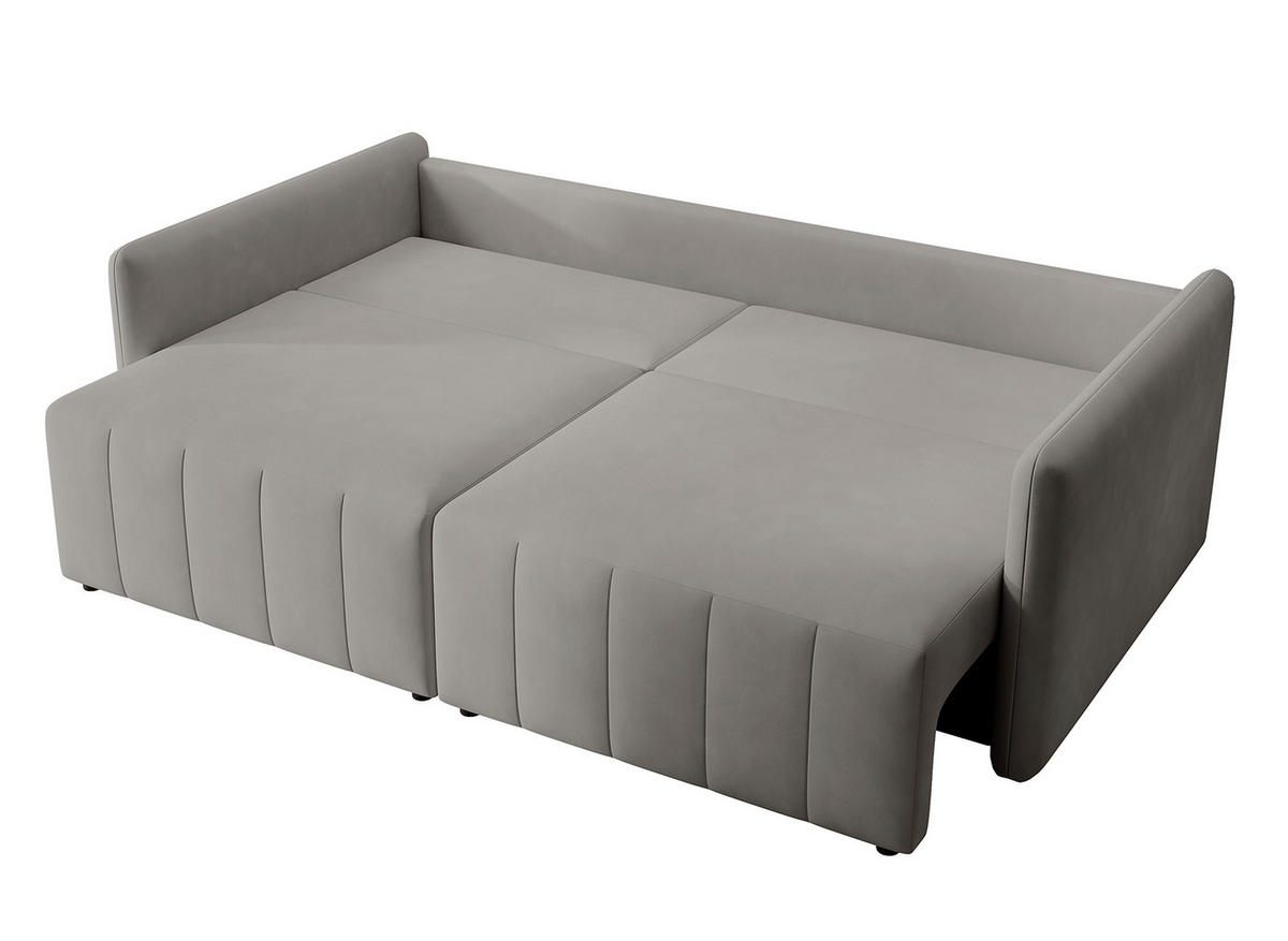 SCHLAFSOFA Pierra Hellgrau hydrophober Samt - Hellgrau/Schwarz, Kunststoff/Textil (215/100/112cm) - Selsey