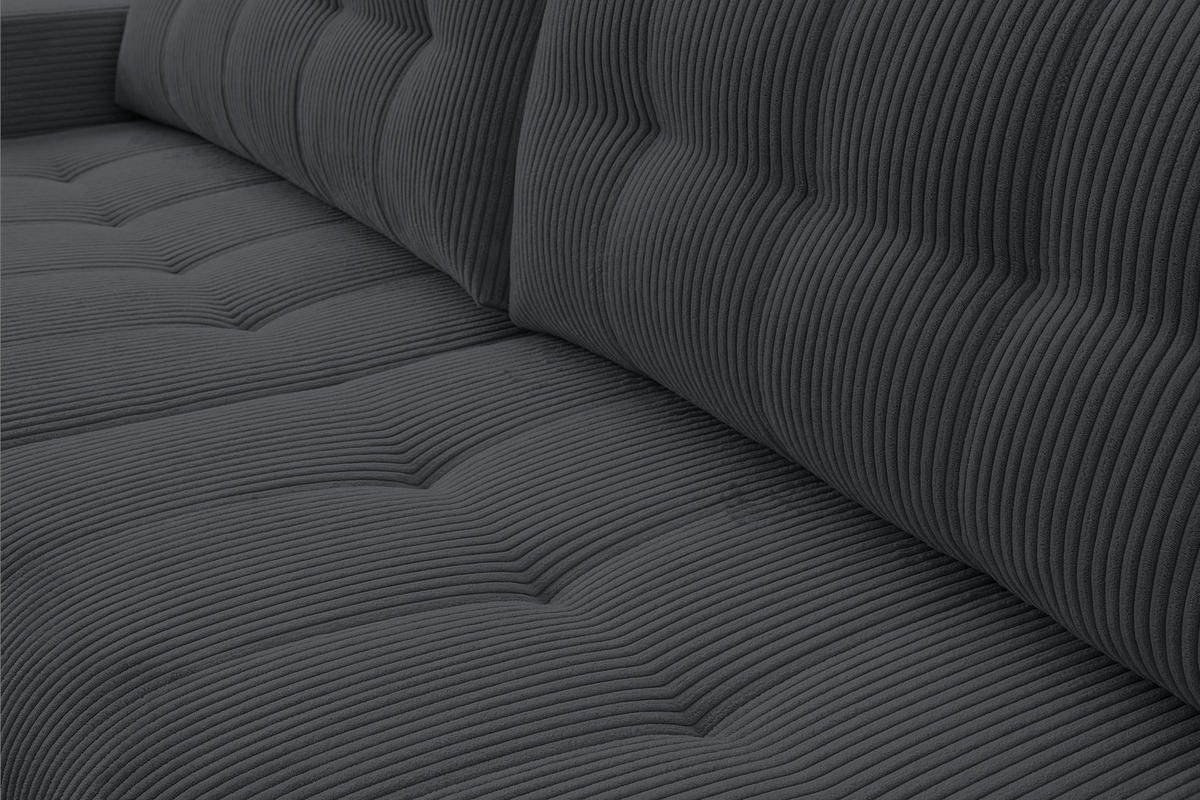 ECKSOFA Masina Dunkelgrau, Schlafsofa aus Cordstoff - Dunkelgrau, Holzwerkstoff (245/143cm) - Bettso