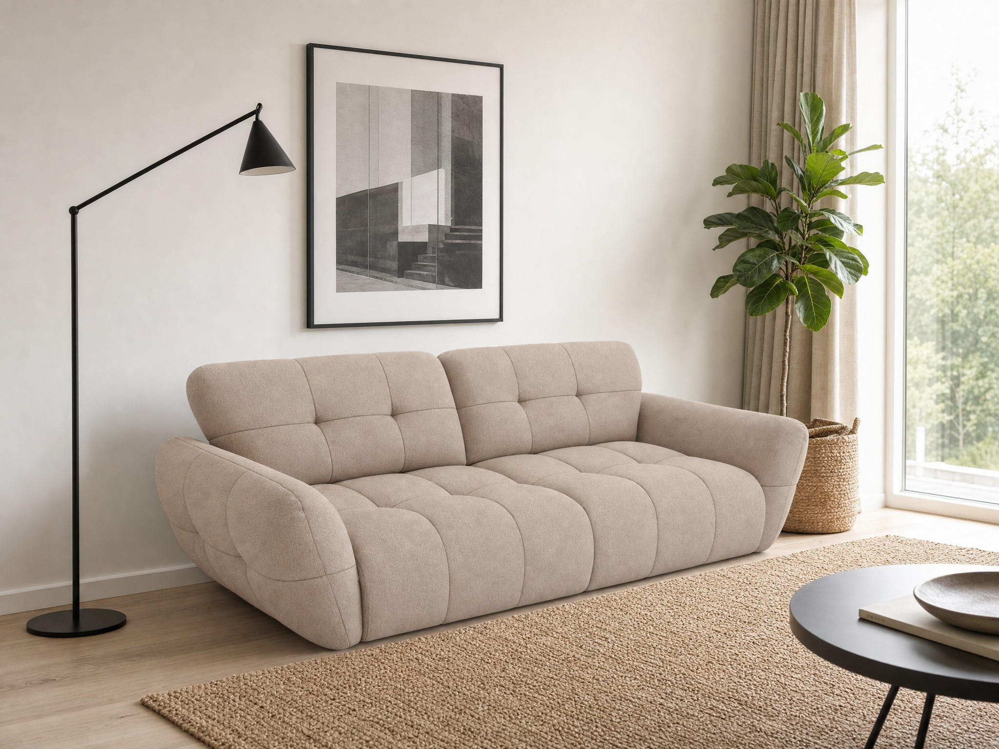 BIGSOFA Vannes Chenille Grau 272/134/68 cm - Naturfarben, Kunststoff/Textil (272/68/134cm) - foamnova