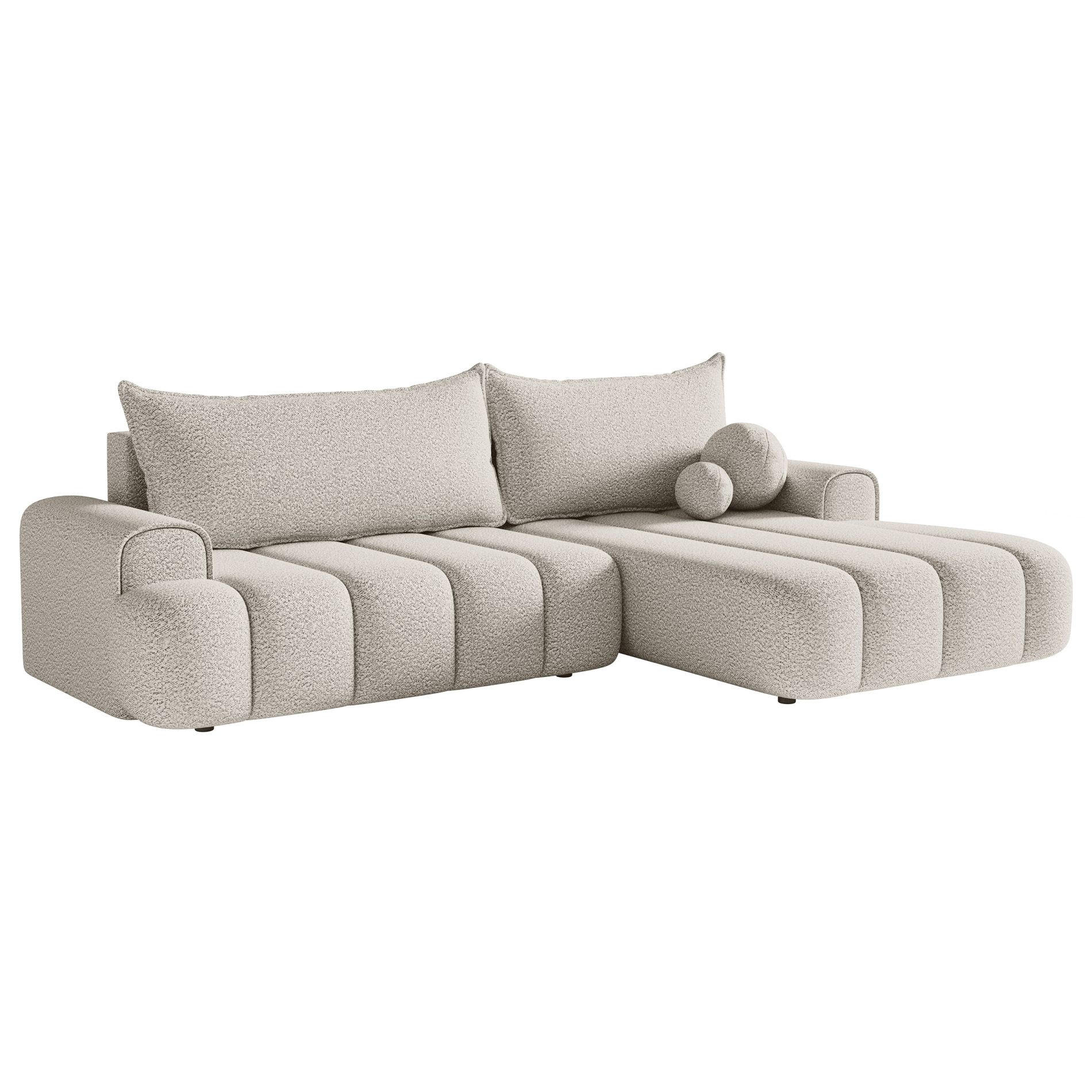 ECKSOFA Dandelino Creme mit Bouclé-Bezug, rechts - Creme/Schwarz, Kunststoff/Textil (275/168cm) - Selsey
