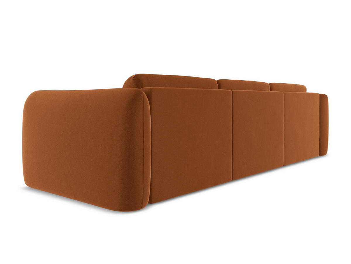 ECKSOFA Links Samt Stoff Orange - Terra cotta/Schwarz, Kunststoff/Textil (170/290cm) - Makamii