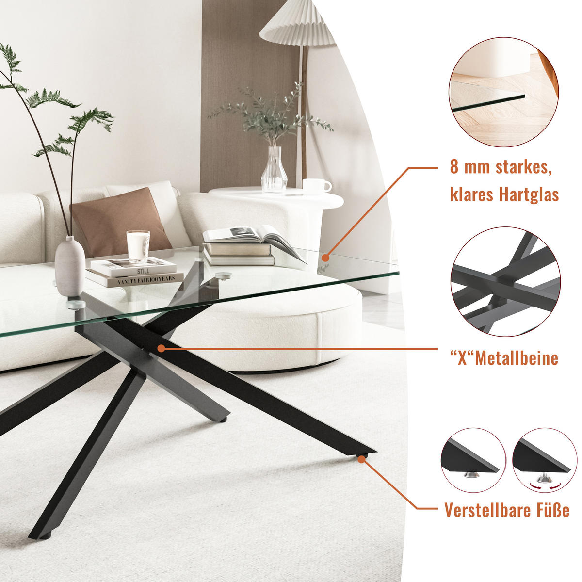 COUCHTISCH Schwarz 120/60/46 cm - Schwarz, Glas (60/120/46cm) - PANGIVO