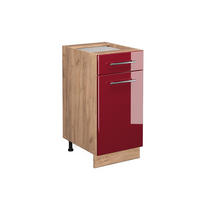 KÜCHENUNTERSCHRANK Fame-Line Bordeaux Hochglanz 40 cm ohne AP - Honigeiche/Bordeaux, Holzwerkstoff (40/82/51.6cm) - Vicco