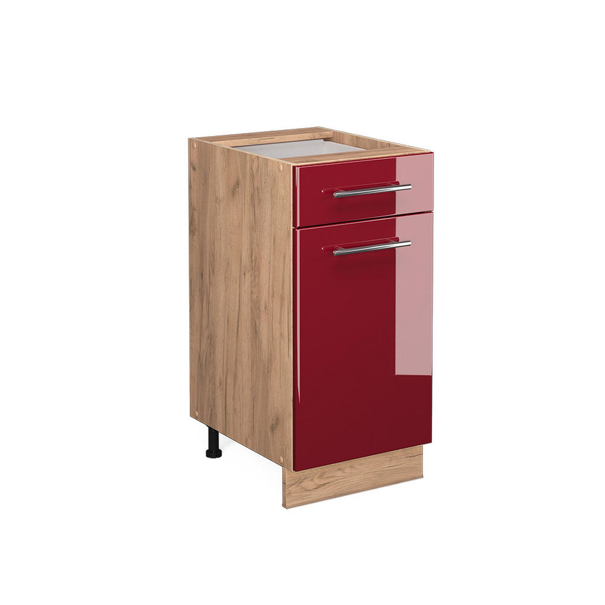KÜCHENUNTERSCHRANK Fame-Line Bordeaux Hochglanz 40 cm ohne AP - Honigeiche/Bordeaux, Holzwerkstoff (40/82/51.6cm) - Vicco