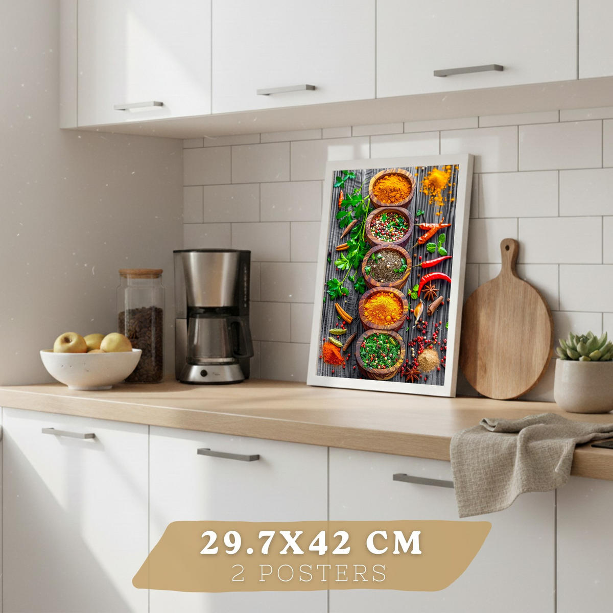 PLAKAT Sada 2 Koření A3 Bílý rám - bílá, papír (29.7/1/42cm) - Nacnic