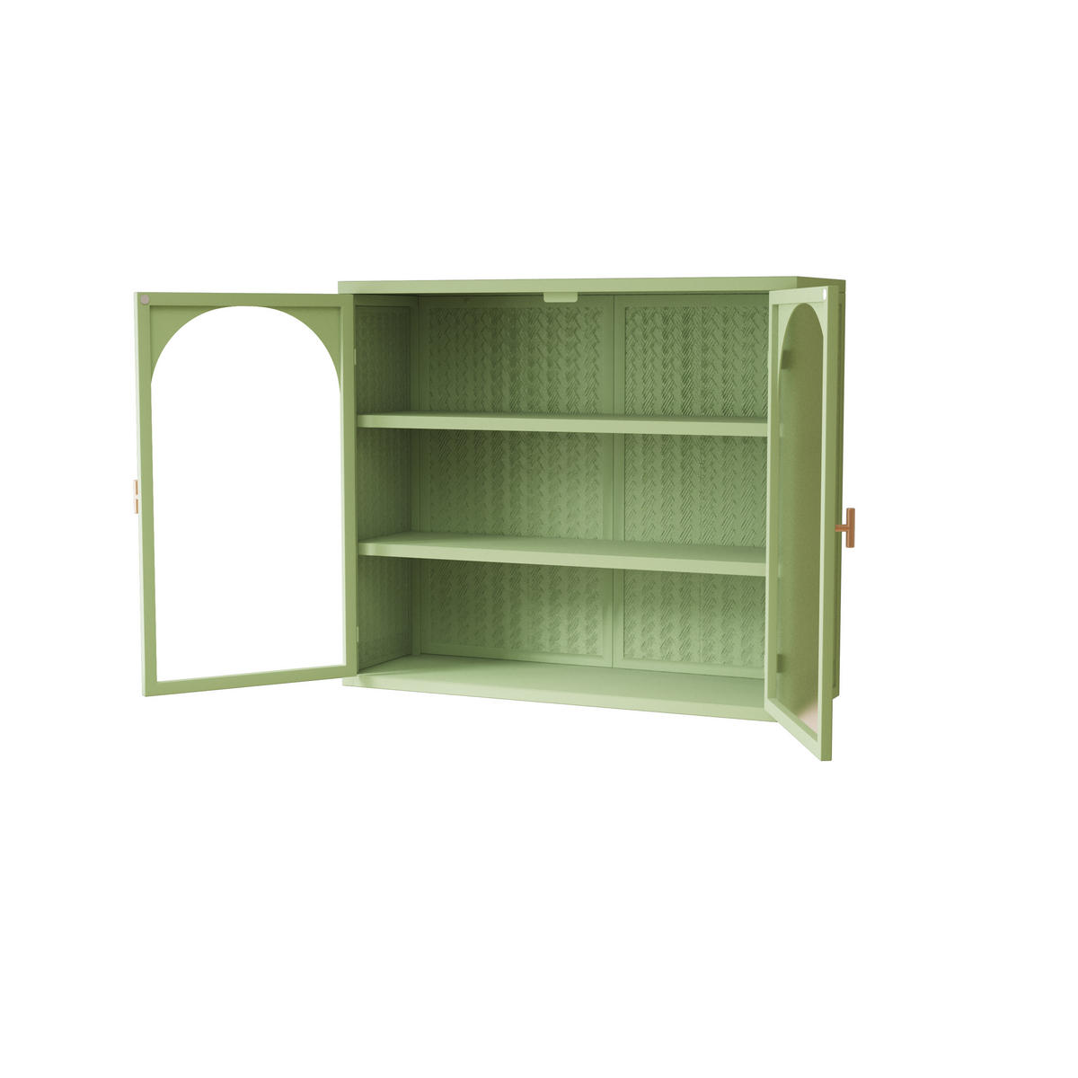 HÄNGESCHRANK DE-38105 70 cm mit 2 Glastüren und 3 Ebenen Grün - Grün, Metall (70/60/23cm) - ComfortXL
