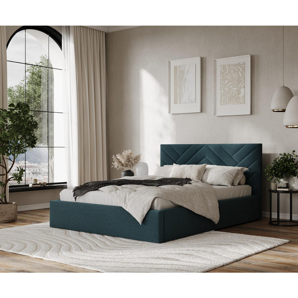 Thumbnail - AltaBeds Polsterbett, Türkis, Textil, Buche, Kiefer, 140x200 cm, Oeko-Tex® Standard 100, Handmade in Europe, Reach, Schl...