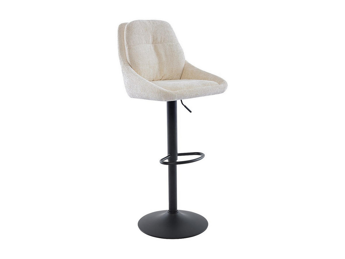 BARHOCKER 2er-Set höhenverstellbar - Strukturstoff & schwarzes Metall - Cremefarben - LARANZA - Creme, Textil (48.5/118/54cm) - Vente-Unique