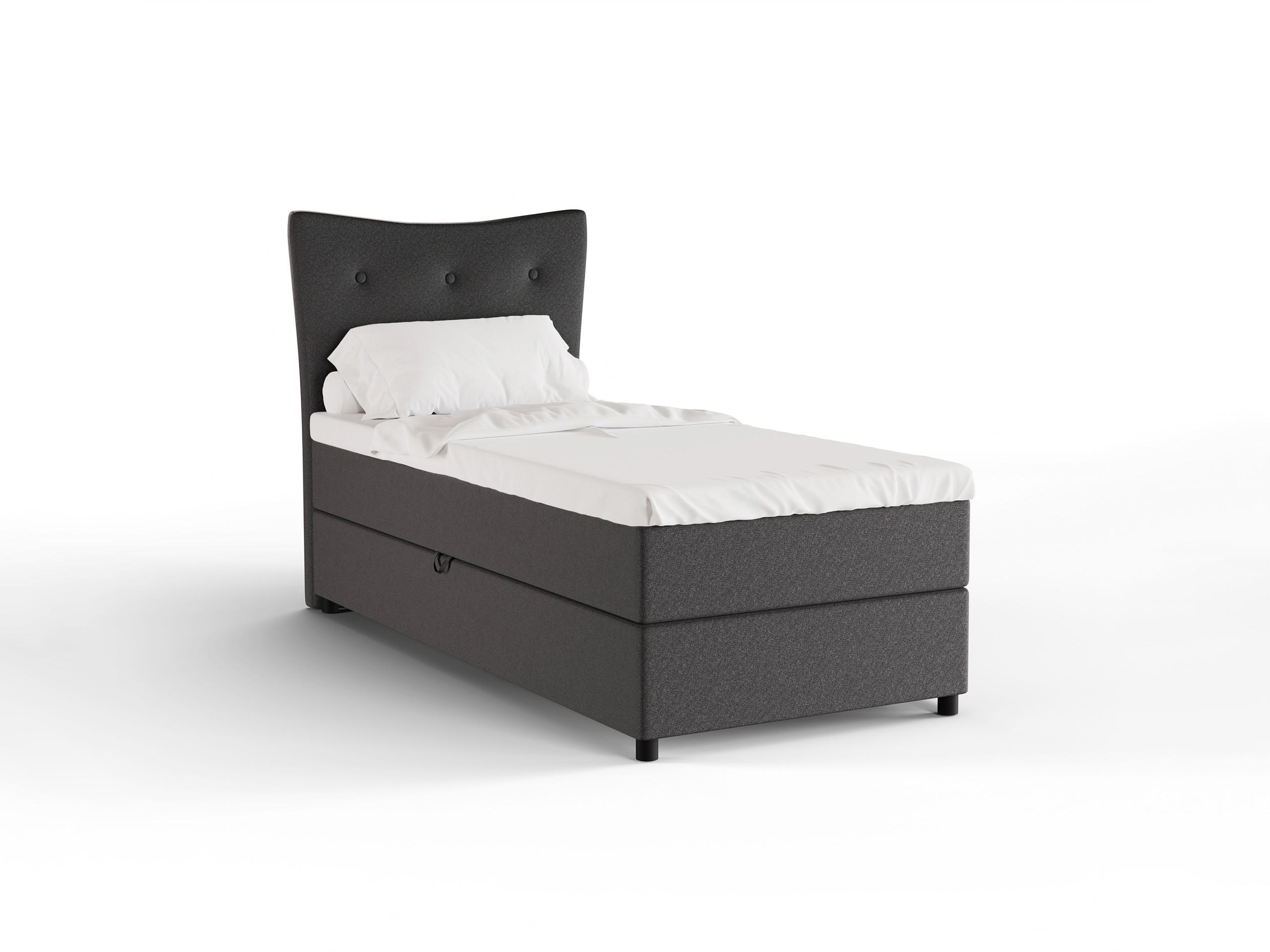 BOXBETT Nevada 90x200 cm Polsterbett mit hochwertiger Bonell-Matratze und Topper - Dunkelgrau - Anthrazit, Holz (90/200cm) - Panda Möbel