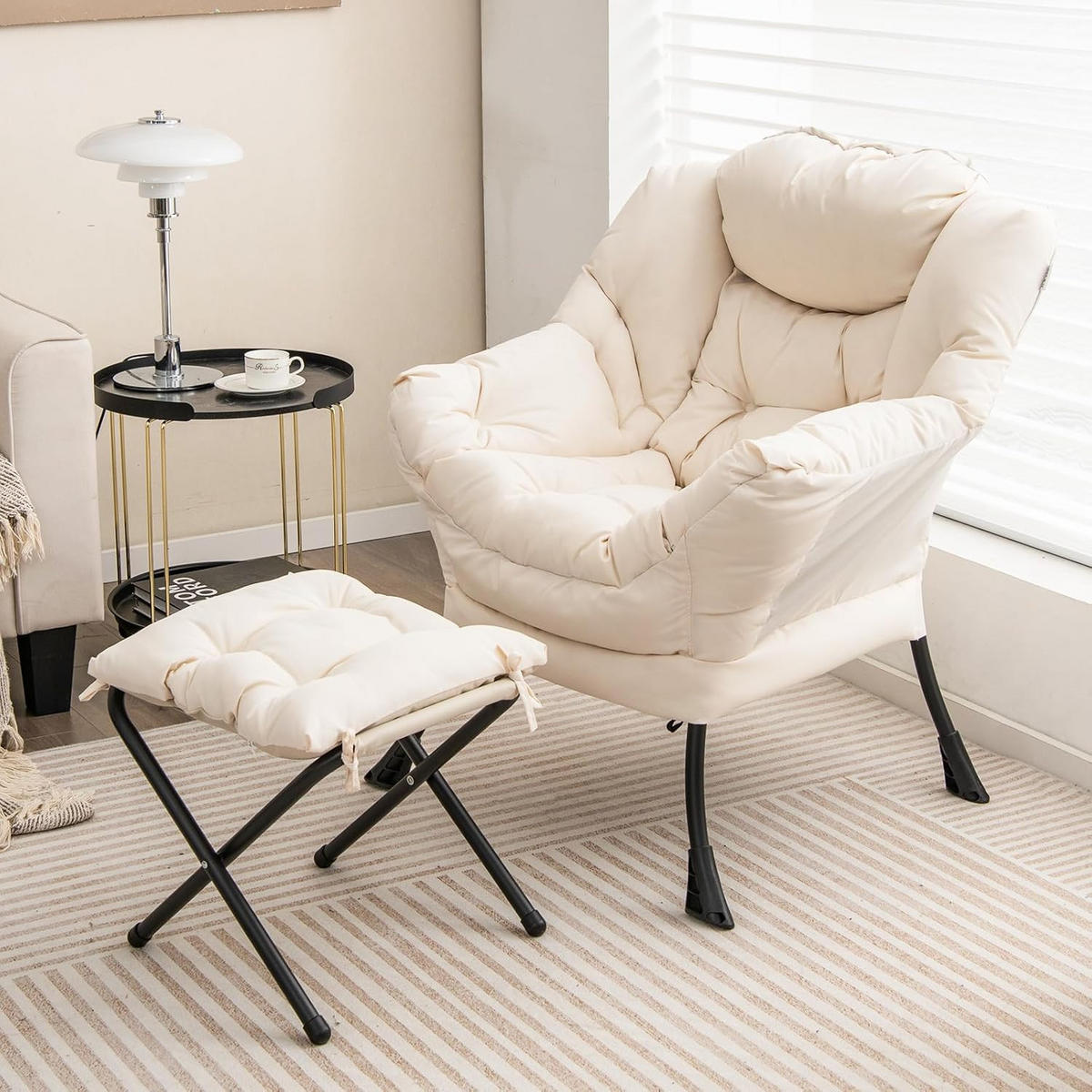 RELAXAČNÉ KRESLO 95 cm, béžové - béžová, textil (81/95/75cm) - COSTWAY