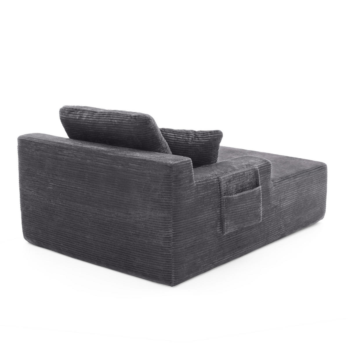 SOFA mit Seitentaschen und Kissen Dunkelgrau - Dunkelgrau, Kunststoff (70/150/110cm) - Meubliv