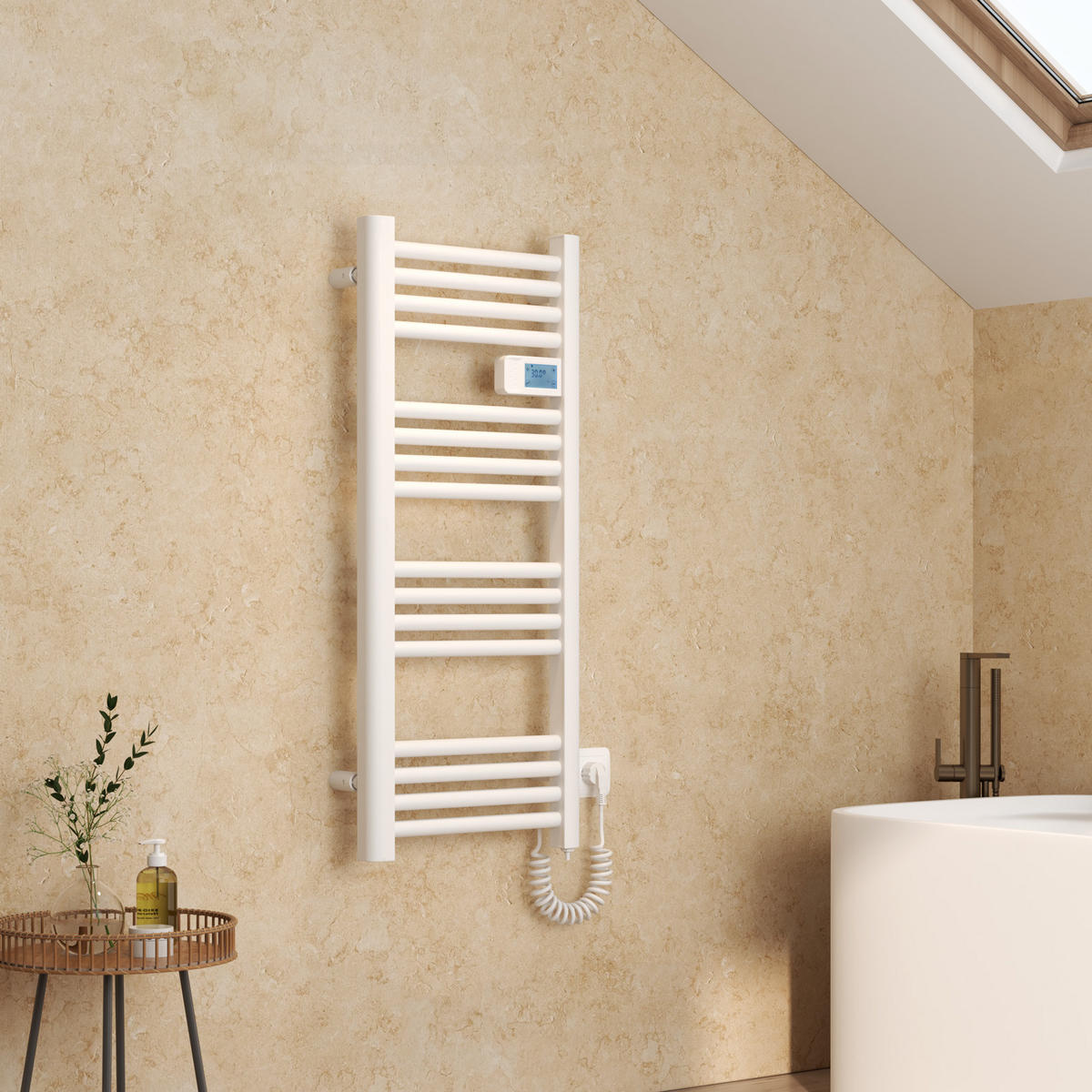 HEIZKÖRPER Elektrisch Handtuchhalter Weiß 96/40/4,3 cm - Weiß, Metall (40/96/4.3cm) - EMKE