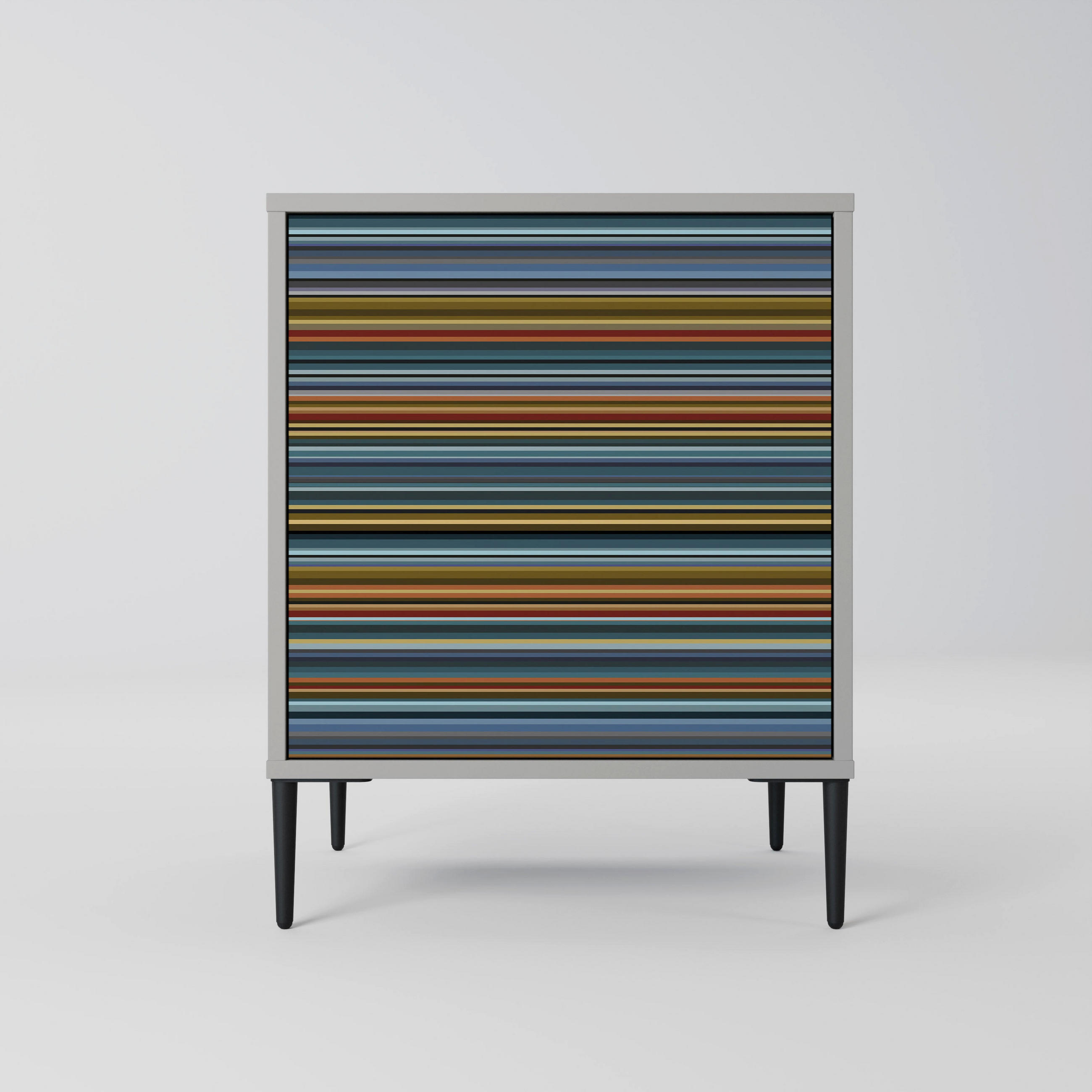 SIDEBOARD LINEOUT SPECTRUM, Grau, 57,5x42x72,5 cm, Schwarze Metallfüße - Multicolor/Schwarz, Holzwerkstoff/Metall (57.5/72.5/42cm) - SpaceRebels