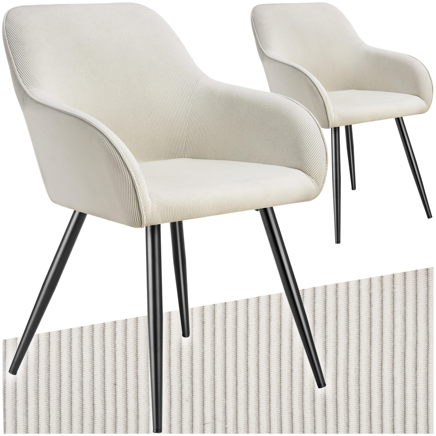 ESSZIMMERSTUHL 2er Set Marilyn 58 x 62 x 82 cm creme/schwarz - Creme/Schwarz, Kunststoff (62/82/58cm) - tectake