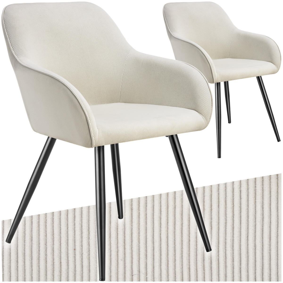 ESSZIMMERSTUHL 2er Set Marilyn 58 x 62 x 82 cm creme/schwarz - Creme/Schwarz, Kunststoff (62/82/58cm) - tectake