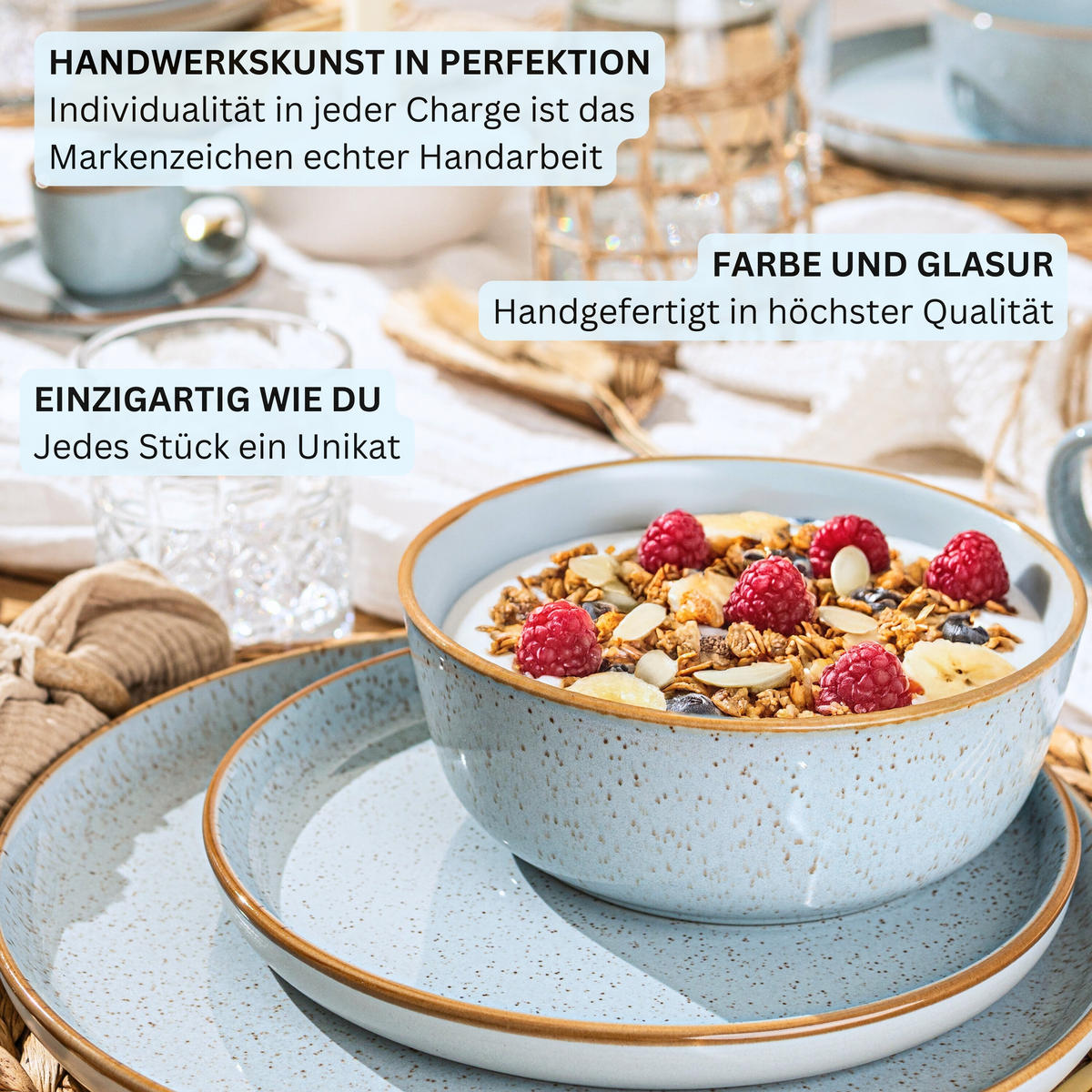 SCHALEN SET RIO LAGUNE - 4 teilig aus Steingut - Blau, Keramik (20cm) - Sänger