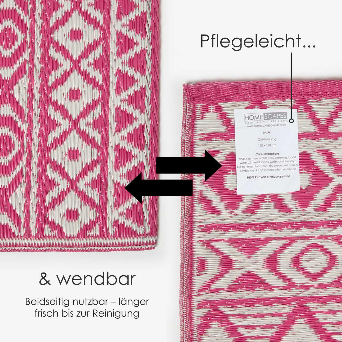 OUTDOORTEPPICH Tia mit Ethno-Muster 180/270 cm - Pink, Kunststoff (180/270cm) - Homescapes
