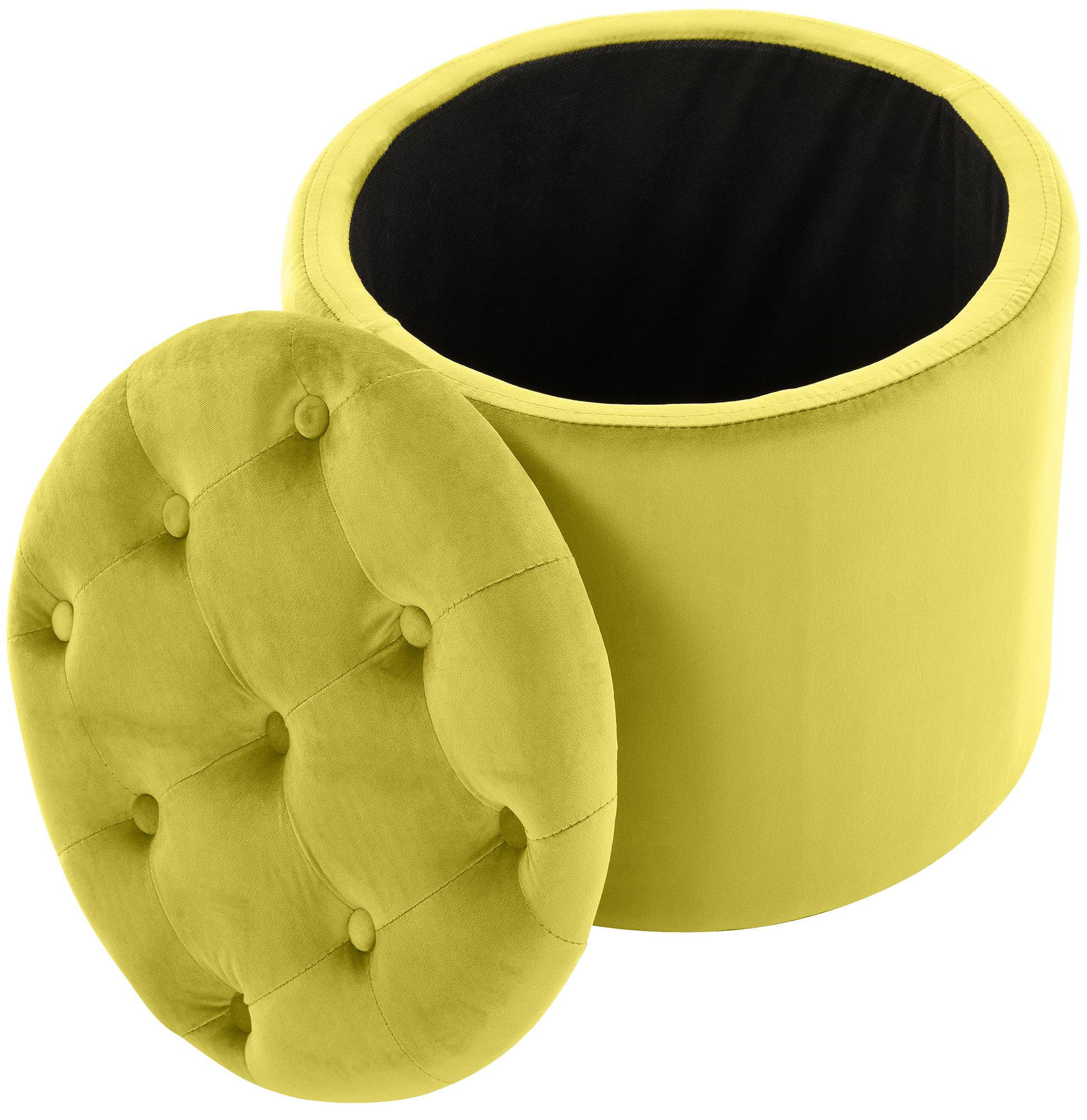 SITZWÜRFEL Samt Gelb - Gelb/Schwarz, Kunststoff/Textil (44/42/44cm) - CLP