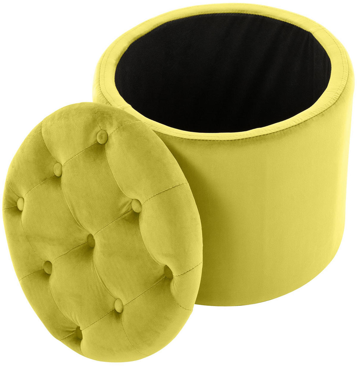 SITZWÜRFEL Samt Gelb - Gelb/Schwarz, Kunststoff/Textil (44/42/44cm) - CLP