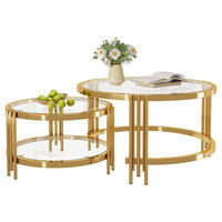 COUCHTISCH Glas/Metall – 80x80x45 cm & 60x60x35 cm, platzsparend, hitzebeständig - Goldfarben, Metall (80/80/45cm) - Modfu