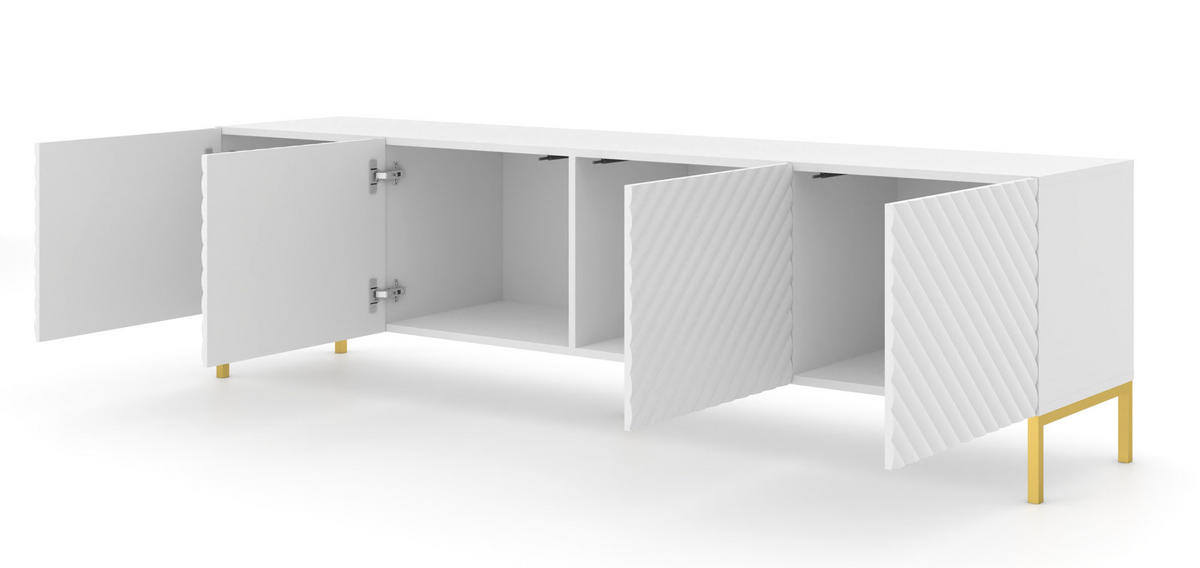 TV LOWBOARD Weiß, Gold 200/56/42 - Weiß, Holzwerkstoff (200/56/42cm) - RAUMHIRSCH FURNITURE