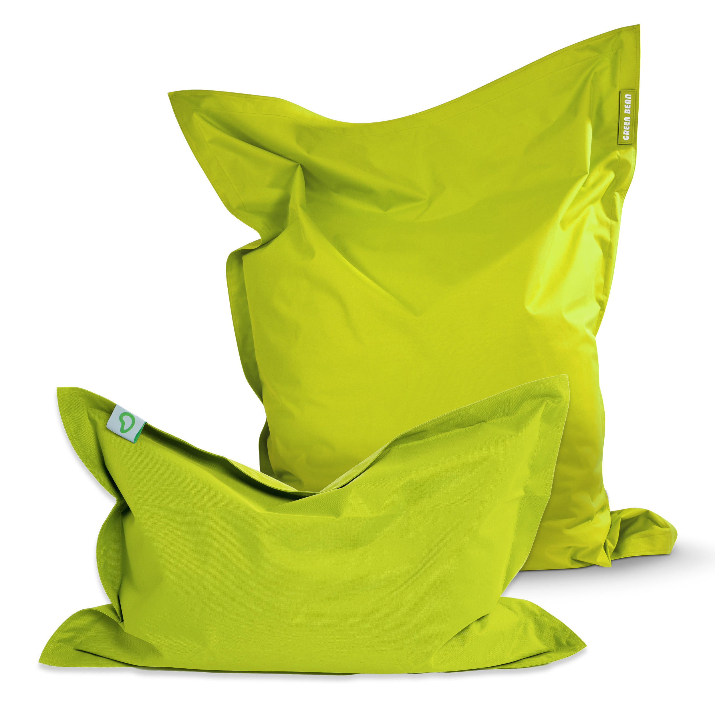 SITZSACK XXL 2er Set "Square" + "BeBi" - Hellgrün, Textil (140/25/180cm) - Green Bean
