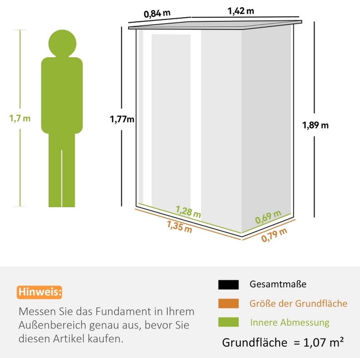 GERÄTEHAUS aus Metall 142x84x177/189 cm in Braun mit abschließbarer Tür - Braun, Metall (84/189/142cm) - Modfu
