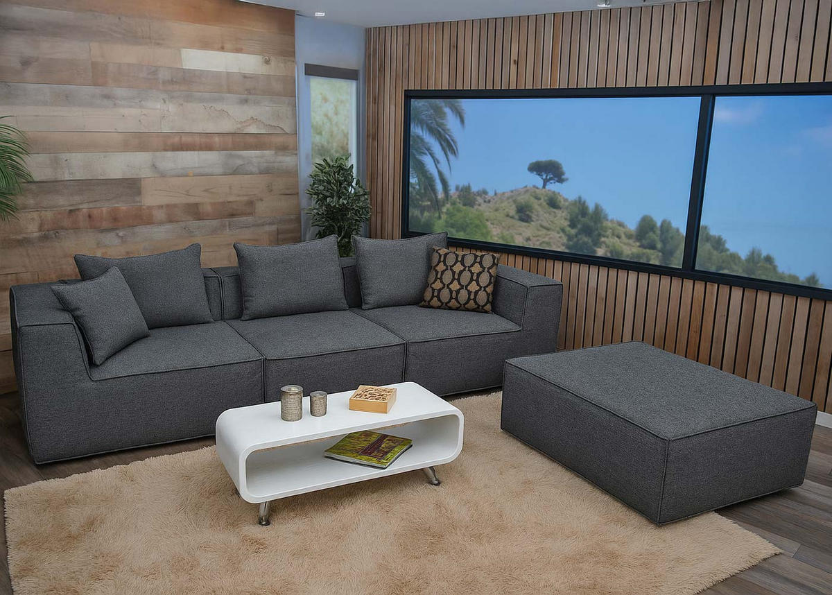 2MÍSTNÁ POHOVKA Šedá - šedá, textil (194/63/97cm) - MCW