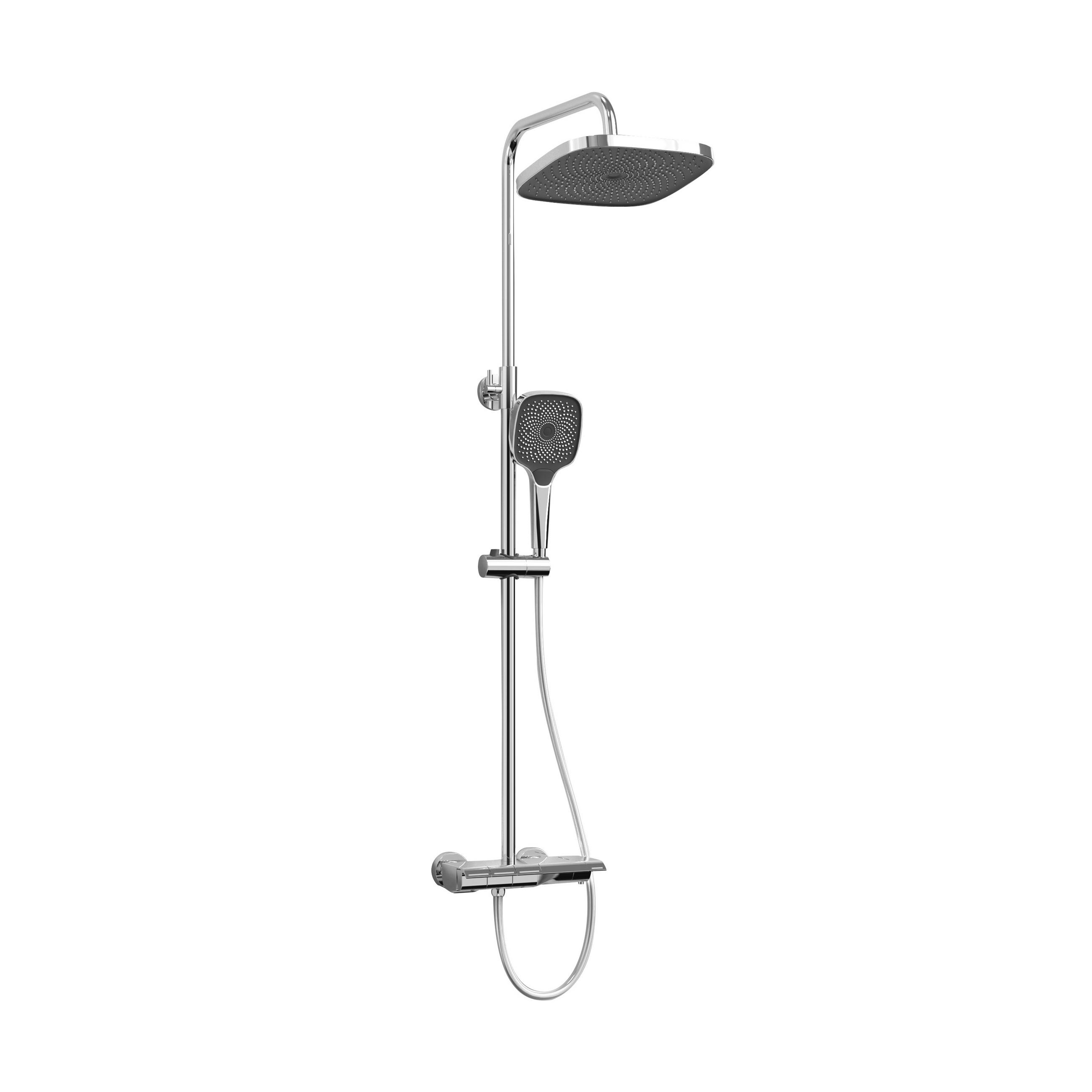 ÜBERKOPFBRAUSESET mit Thermostat Aufputz Drei Wasserauslassmethoden Chrom - Chromfarben, Metall (66.5/198.6/71.1cm) - EMKE