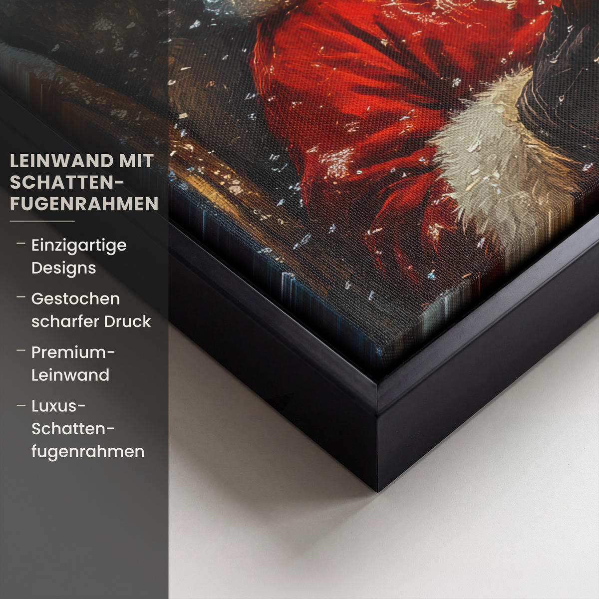 LEINWAND Bilder mit Rahmen - Weihnachtsmann - Weihnachten - Winter - Weihnachtsbaum - 40x30 - Bordeaux, Textil (40/30cm) - MuchoWow