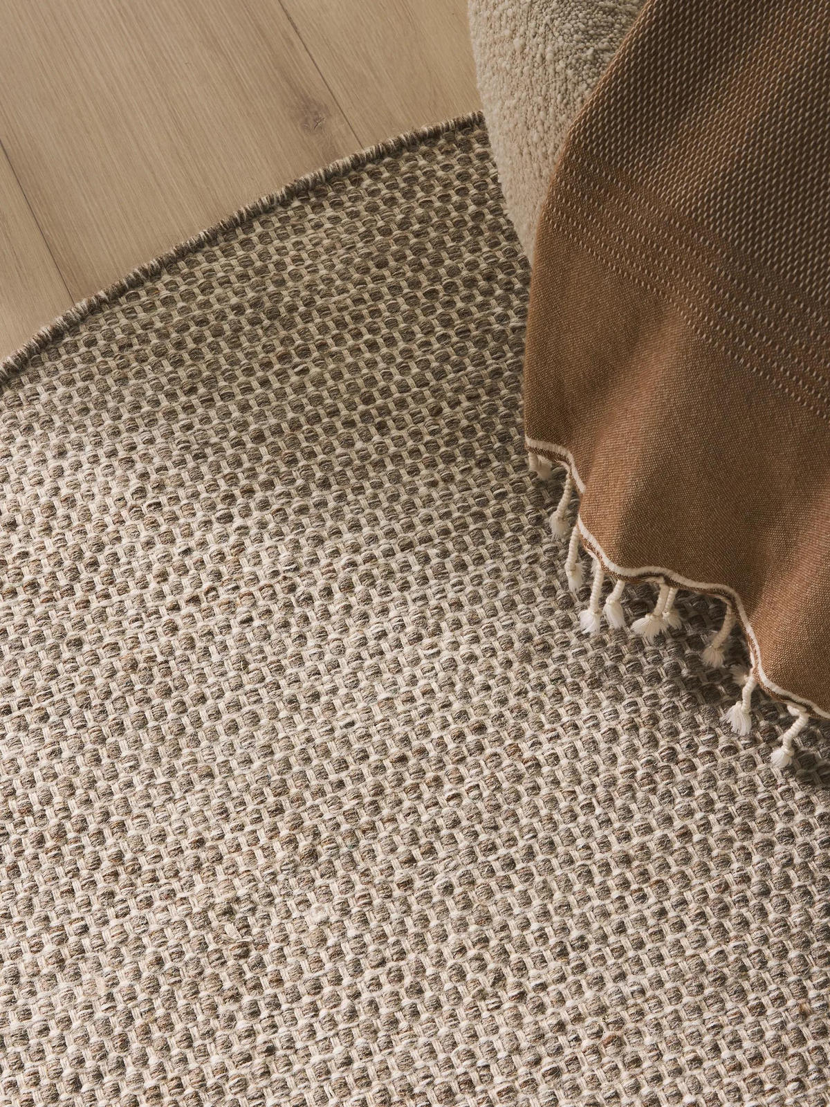 WOLLTEPPICH Rocco Taupe ø 200 cm rund - Taupe, Naturmaterialien/Textil (200/200cm) - benuta Pure