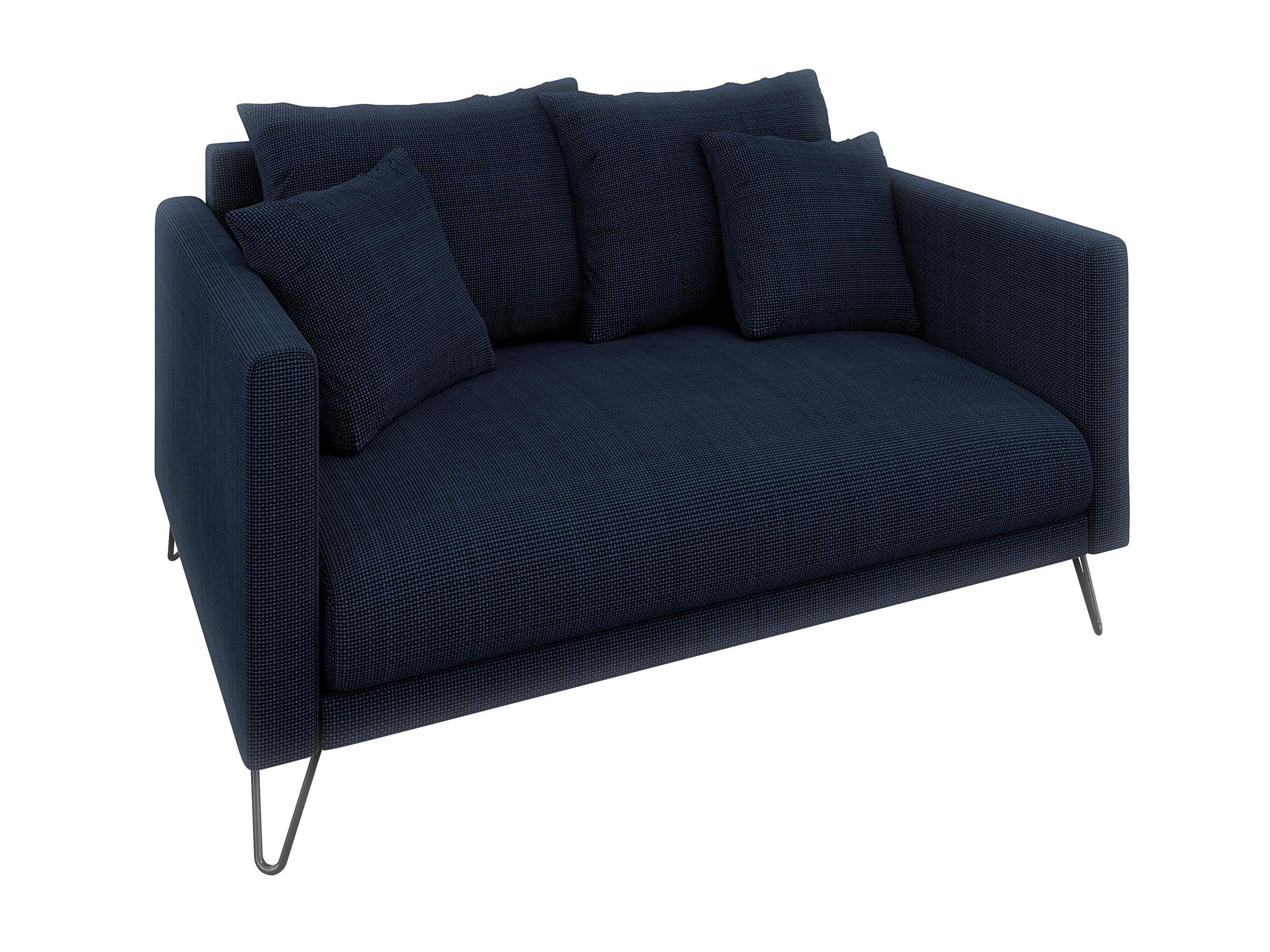 2-SITZER-SOFA Harmony Marineblau Chenille - Schwarz/Dunkelblau, Holz/Textil (140/85/100cm) - S-Style Möbel