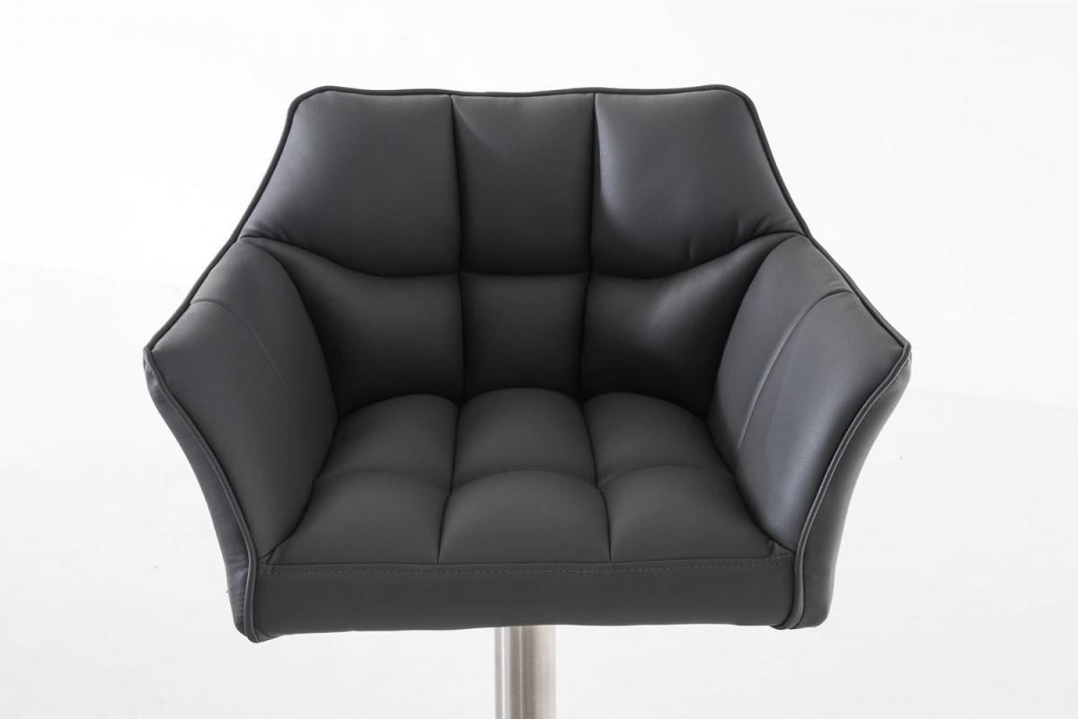 BARHOCKER Lederlook Grau - Edelstahlfarben/Grau, Textil/Metall (64/88/45cm) - CLP