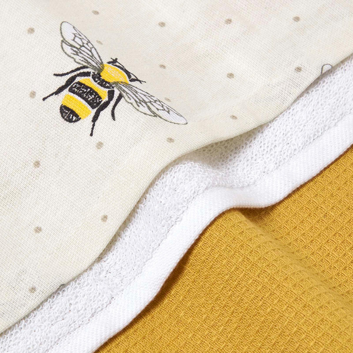 GESCHIRRTÜCHER-SET Bienen 3-teilig, 100% Baumwolle - Gelb, Textil (40/65cm) - Homescapes