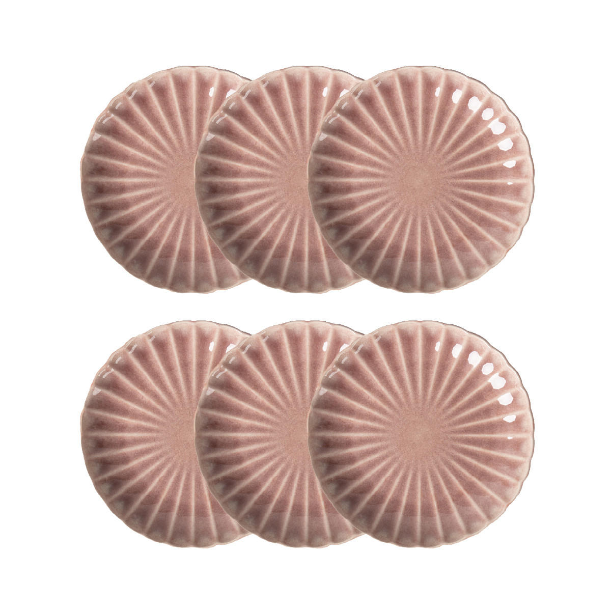 DESSERTTELLER Melida rosa 21 cm 6er-Set - Rosa, Keramik (21/21/1cm) - Homla