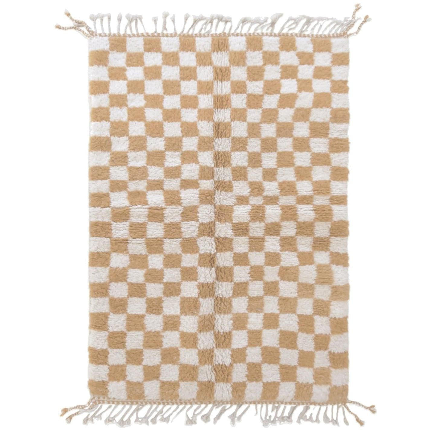 BERBERTEPPICH mit Karomuster aus Wolle beige - Beige, Naturmaterialien (164/251cm) - AFK Living