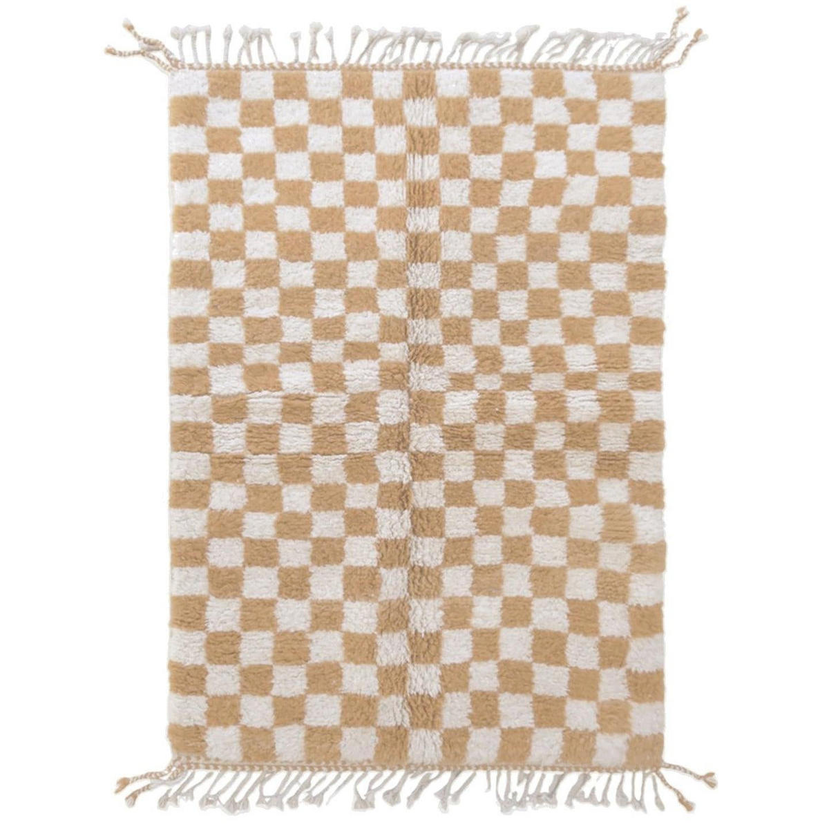 BERBERTEPPICH mit Karomuster aus Wolle beige - Beige, Naturmaterialien (164/251cm) - AFK Living