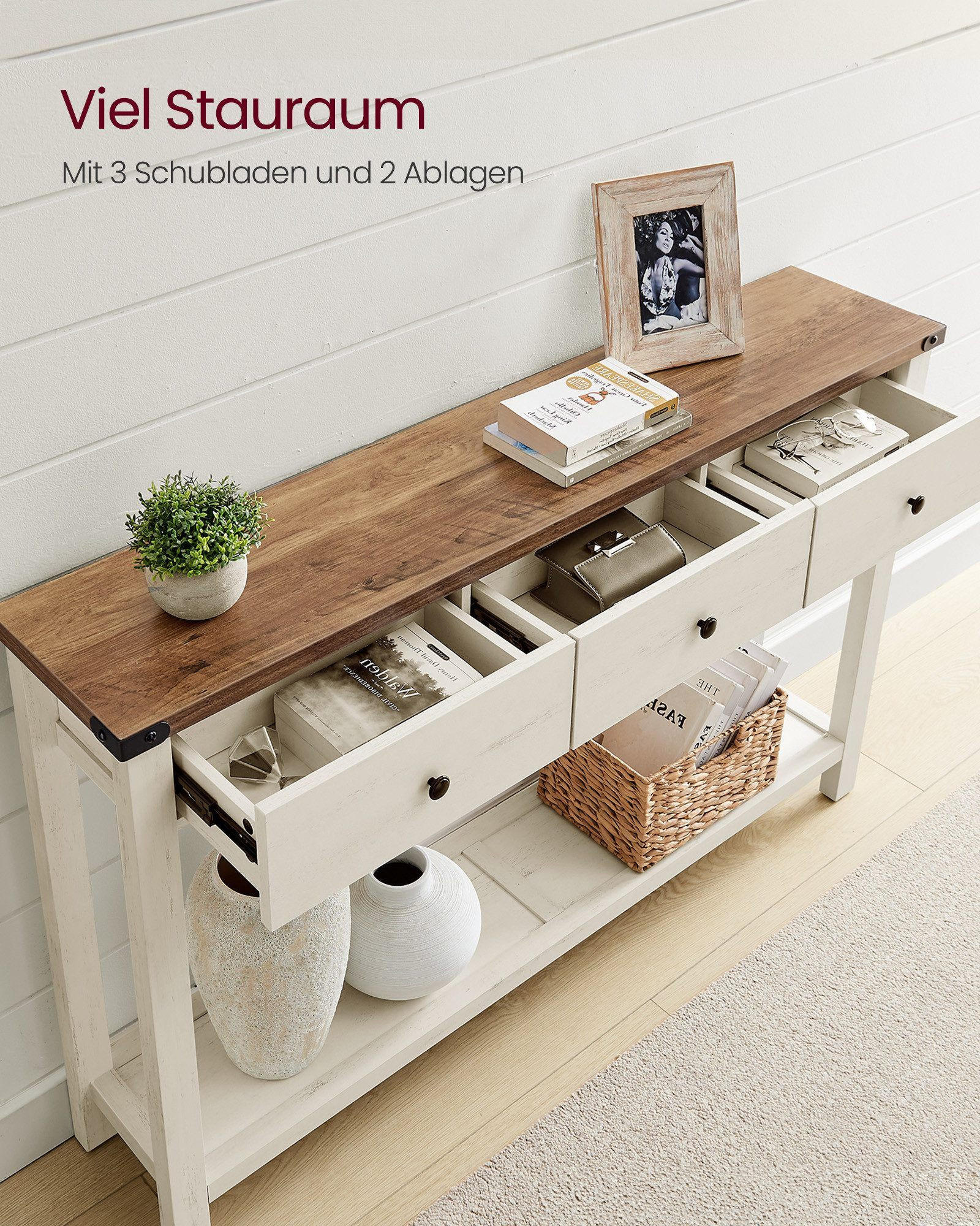 KONSOLENTISCH Hall - Weiß, Holzwerkstoff (120/24/76cm) - VASAGLE