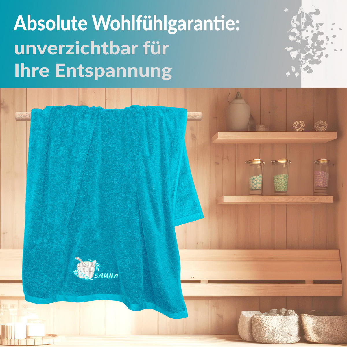 SAUNATUCH Lillby Aquamarin Blau 100x200 cm - Blau, Textil (100/200cm) - Lashuma