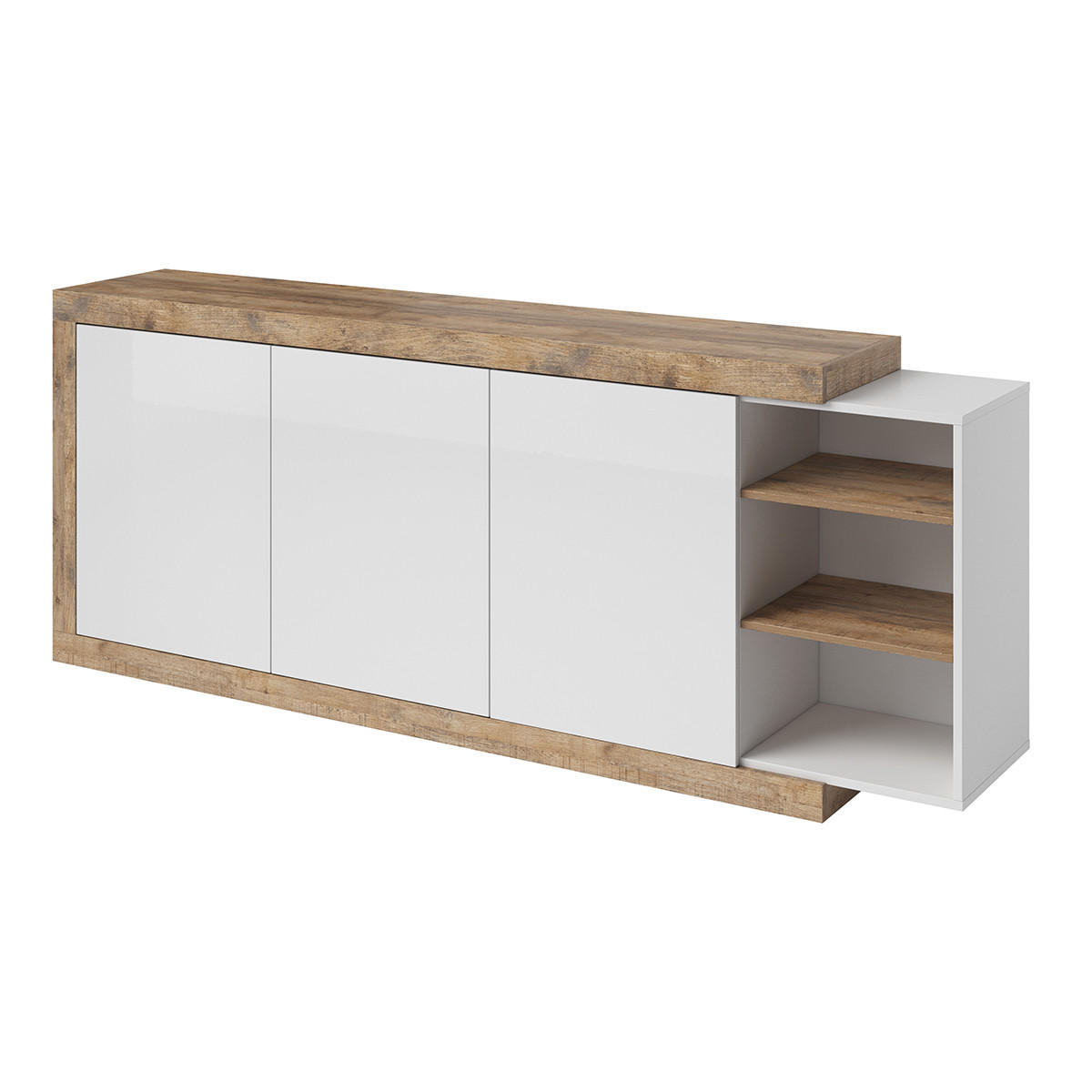 SIDEBOARD Azior Weiß und Holz - Weiß, Holzwerkstoff (220/85.7/40cm) - Petits-meubles