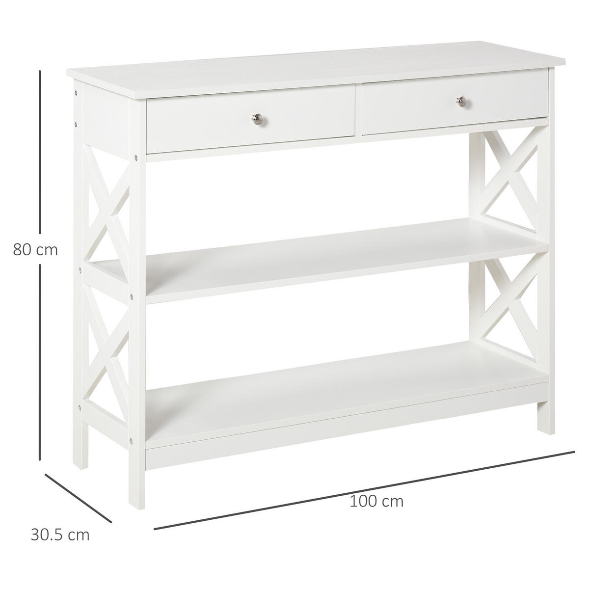 KONSOLENTISCH Weiß MDF 1 Stück - Weiß, Kunststoff (100/30.5/80cm) - GiPP