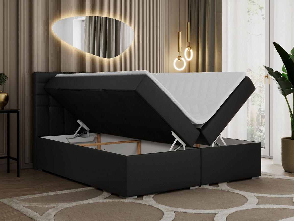 BOXBETT SUSAN 120/200 Schwarz Kunstleder - H4 - Schwarz, Holz/Textil (120/200cm) - MKS