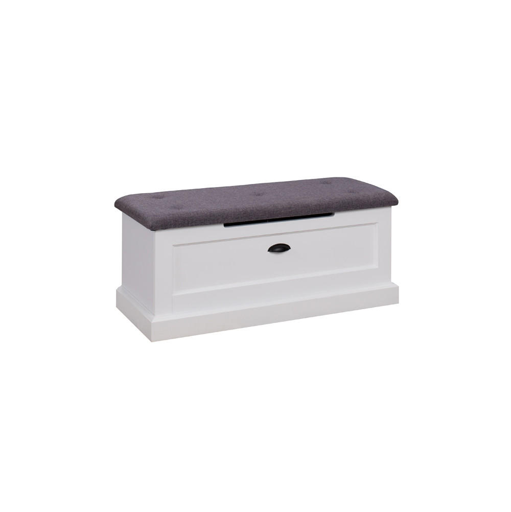 Feldmann-Wohnen Sitzbank Weiß, Grau 100x41x42 cm